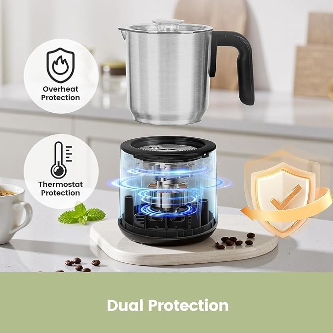Gevi Milk Frother and Steamer,5 in 1 Professional Milk Steamer | Stainless Steel,Easy to Clean,Automatic Warm and Cold Foam Maker,Hot Chocolate Maker
