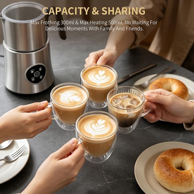 Milk Frother and Steamer, Electric Frother 900ML | All-in-1 Automatic Hot and Cold Foam Maker , Detachable Stainless Steel Jug for Latte, Cappuccino, Macchiato, Hot Chocolate