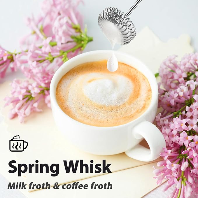 Milk Frother Wand Rechargeable Handheld Electric Whisk 3 Speed Adjustable | Coffee Frother Wand with 3 Stainless Whisks Electric Foam Maker Drink Mixer Blender for Latte Cappuccino Matcha Egg
