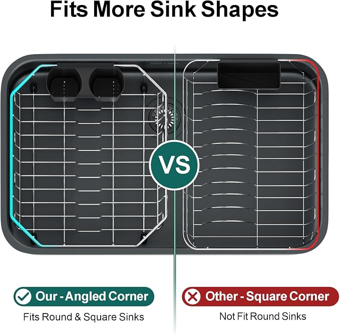 Swedecor Small in Sink Dish Drying Rack - Stainless Steel for Kitchen RV | 11.6" W x 13.4" L compact Design, Space-Saving