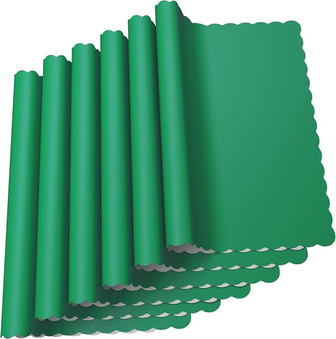 Paper Placemats - Disposable - Scalloped Edge (1000, Green)