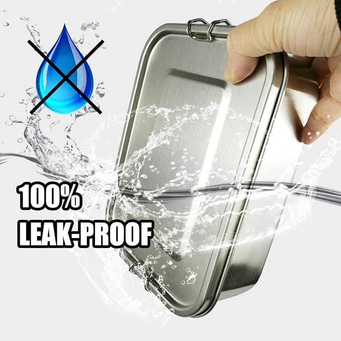 UPTRUST Stainless Steel Bento Box for Kids, 3-Compartment (40oz/1200ML) | Metal container with leak-proof lockable clips, for kids and adults lunch, meal prep, or travel