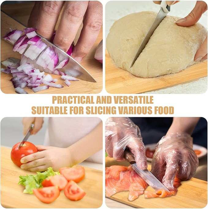 Patelai 12 Packs Wooden Cutting Board Set with Handles Large Kitchen Serving Plain Chopping Board Bulk Gifts for Mom for Vegetables Meat Pizza Cheese Fruit Bread(Bamboo,16 x 5 Inch)