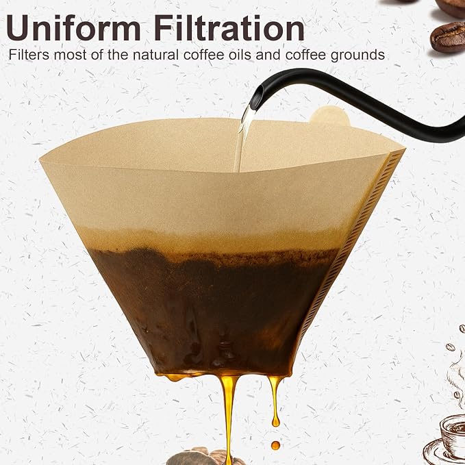 100 Count #4 Cone Coffee Filters 8-12 Cup Compatible with Ninja Maker | Unbleached, Disposable, Natural Wood Pulp Coffee Filters Compatible with Ninja, Pour Over and Drip Coffee Maker