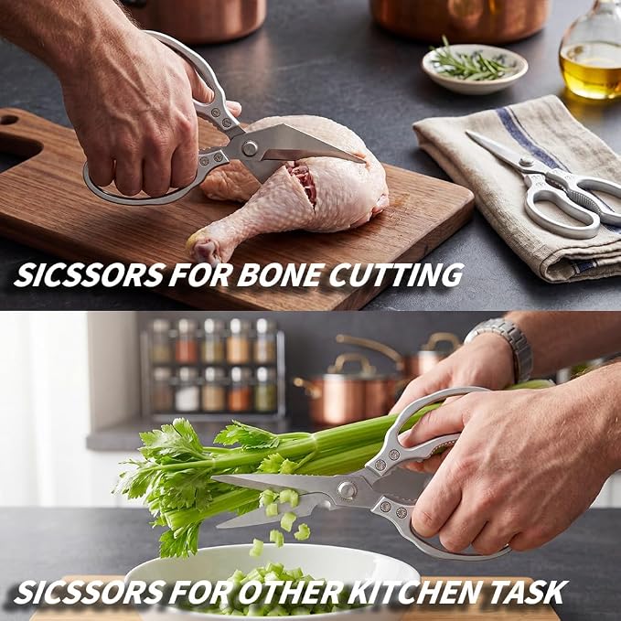 Kitchen Scissors, Kitchen Shears, Sharp Meat Cutting Scissor Dishwasher Safe, Poultry Shear Heavy Duty, Japan Cooking Kitchen Scissors Set for Food Chicken Shears, Gifts for Men Women