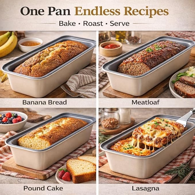 Long Bread Loaf Pan 3 Pack, 12x4 Inch Nonstick Carbon Steel | Even Heat for Homemade Sourdough, Banana Bread & Meatloaf – Rustproof, Warp-Proof, Easy Release,PTFE & PFOA Free