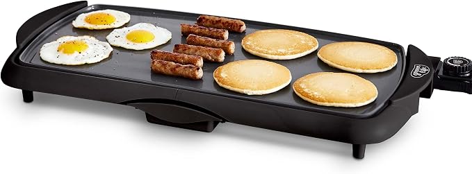 GreenLife 20" Extra Large Electric Griddle, Black | PFAS-Free Ceramic Nonstick Coating, Temperature Control, Removable Dishwasher Safe Drip Tray, Pancakes, Eggs, Omelet, Burgers