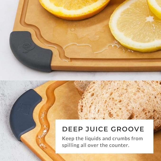 Essential Series Wood Fiber Cutting Board for Kitchen, Knife Friendly, Dishwasher Safe, Non-Slip Feet, Juice Groove, Reversible, Non-Porous, Eco Friendly, 10"x 7" SMALL