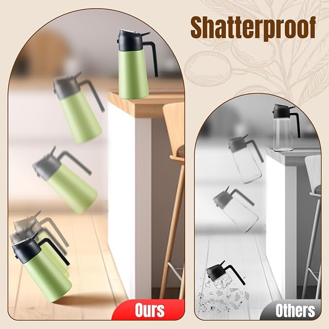 PARACITY Oil Bottle, 2-in-1 Stainless Steel Sprayer and Dispenser, 16 fl oz | Fine-mist spray and smooth pour modes with ceramic-coated interior, wide mouth, drip-control nozzle, and reusable labels.