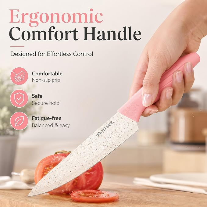 Knife Set with Built-in Sharpener Block, Dishwasher Safe | 14-Piece, High-carbon stainless steel blades, Ultra-sharp edges, Ergonomic non-slip handles, Great gift