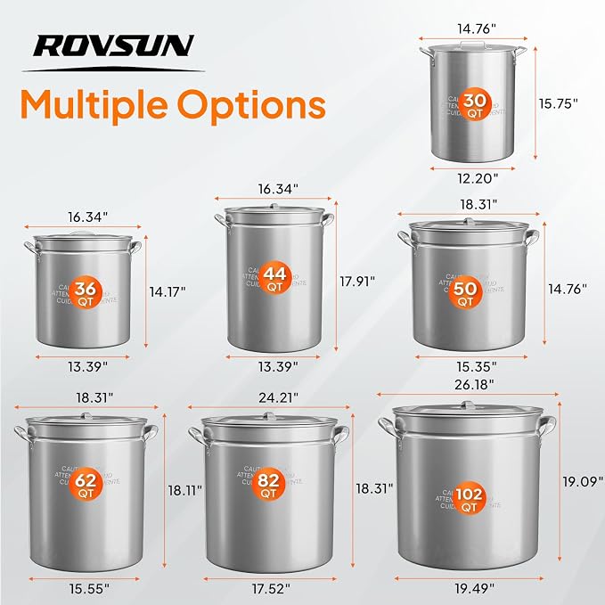 ROVSUN 62QT Stainless Steel Seafood Boil Pot With Strainer Basket, Lid & Hook, Versatile Stock for Crab, Lobster, Shrimp Boiling, Heavy-Duty Turkey Fryer for Outdoor Cooking & Gatherings