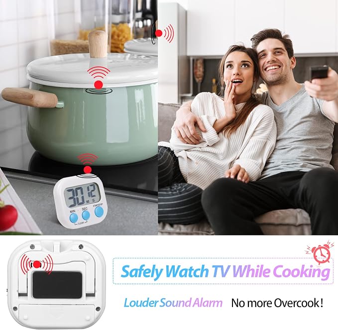 Weewooday 24 Pcs Small Digital Kitchen Timer Magnetic Back and Switch Minute Second Count up Countdown Big LCD Display Loud Alarm for Teacher Cooking Baking (Colorful)