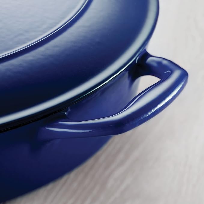 Tramontina Bestow Enameled Cast Iron 4-Qt Braiser Pan with Lid, Blue | Oven-to-Table Casserole Dish, Great for Shallow Braises & Simmers