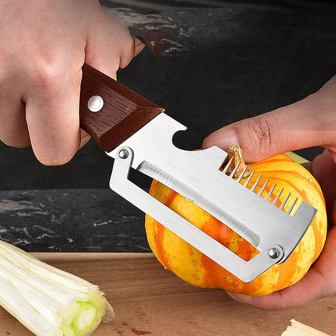 2PCS Premium Vegetable Peeler with Wooden Handle, Multifunctional Vegetable Peeler for Kitchen, New Peeler with Thicken Wooden Handle And Bottle Opener, for Fruit Potato Pumkin Papaya Zucchini