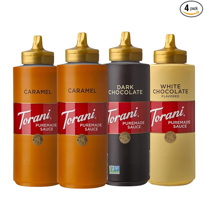 Torani Puremade Dessert & Drink Sauce Variety Pack, 16.5 fl oz, Pack of 4