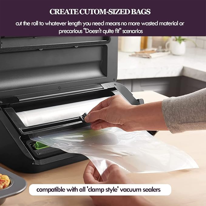 Mesliese Vacuum Sealer Bags Rolls for Custom Fit 11''x16' 3 Pack & 8''x16' 3 Pack Total 96', Heavy-Duty Thick Food Bag, BPA-Free, Freezable, Use for Sous Vide and Storing Raw and Cooked Foods, | Heavy-duty thick food bags, BPA-free, freezable, sous vid...