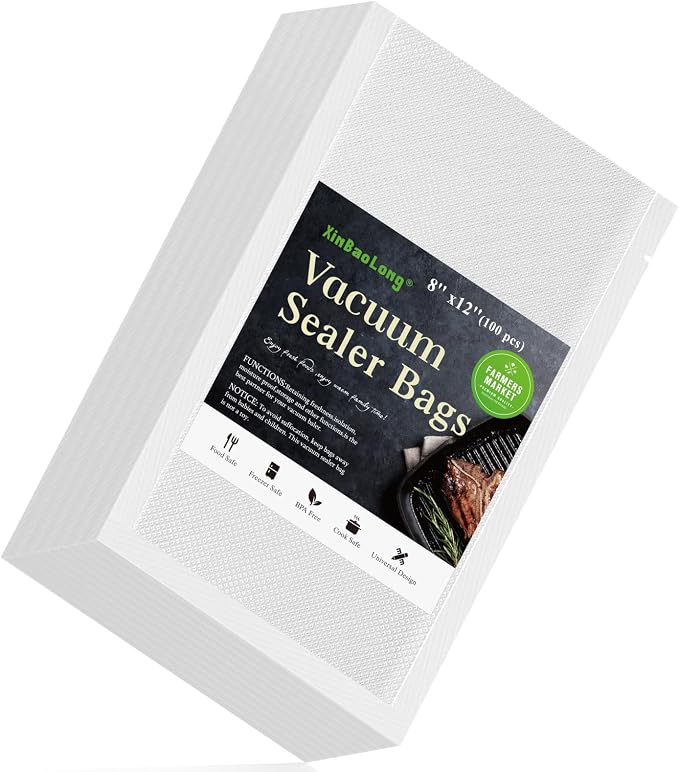Vacuum Sealer Bags, 8" x 12", 100 Pcs | Commercial Grade, BPA Free, Sous Vide Compatible, Puncture Prevention, Kitchen Essentials
