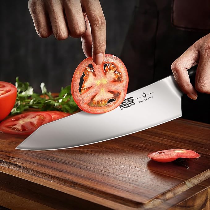 HOSHANHO Knife Set with Magnetic Knife Holder, 6-Piece Kitchen Knife Set | High Carbon Powder Steel Chef Knives Sets with Ergonomic Pakkawood Handle, Gifts for Men and Women