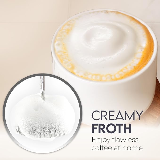 Zulay Kitchen Powerful Frother Wand AA Batteries Included, Ultra Fast Handheld Drink Mixer, Comfort Milk Frother, Stainless Steel Whisker, Frother Handheld for Coffee, Protein & Matcha - Frothmate 2.0
