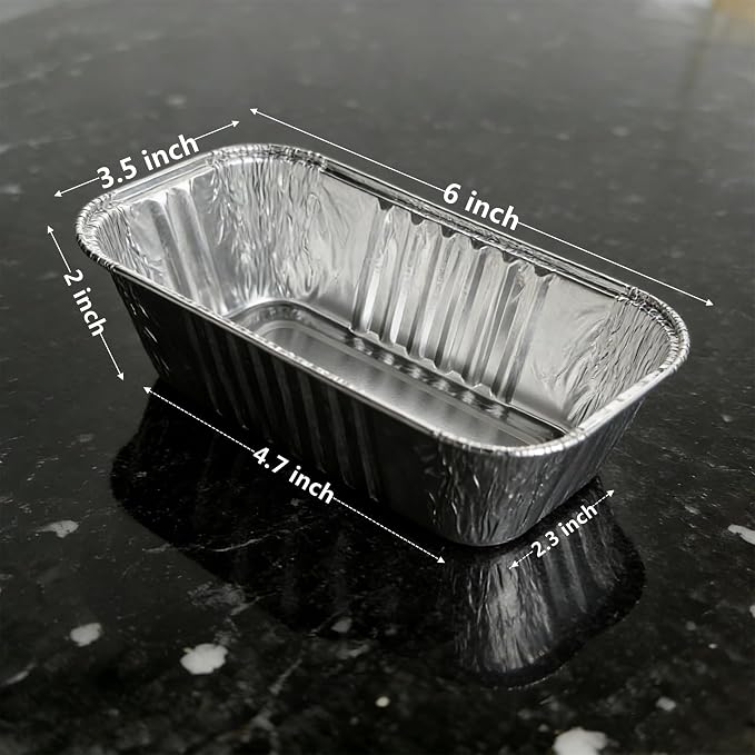 100 Pack 1Lb Mini Aluminum Foil Loaf Pans – 6" x 3.5" x 2" Disposable Small Bread Tins Oven Safe for Baking, Meatloaf, Cake, Holiday Treats, Food Storage & Takeout