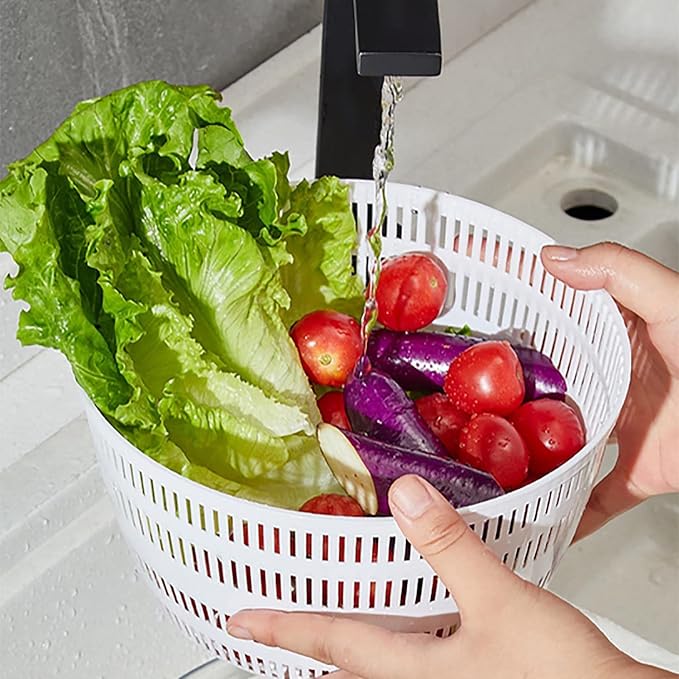 Electric Salad Spinner,Large Capacity Lettuce Spinner,4L Wireless USB | Fruit Washer Spinner,Vegetable Cleaner,Dehydrator for Fruit Vegetables,Quick Drainage Electric Mixer White