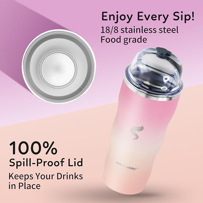 20 oz Insulated Tumbler, Straw and Flat Lids,Pink Mesa Sunset | 18/8 stainless steel, double-wall vacuum insulation, BPA-free materials, reusable straw, for everyday hot and cold drinks.