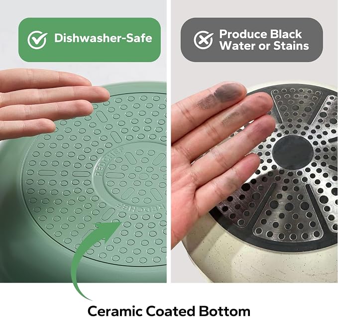 Redchef Ceramic Non Stick Egg Pans, Nonstick Frying Pan Skillet, 8 inch Cooking Pan Non Toxic with Stay Cool Handle for Induction, PTFE & PFAS & PFOA Free, Dishwasher/Oven Safe (Green)
