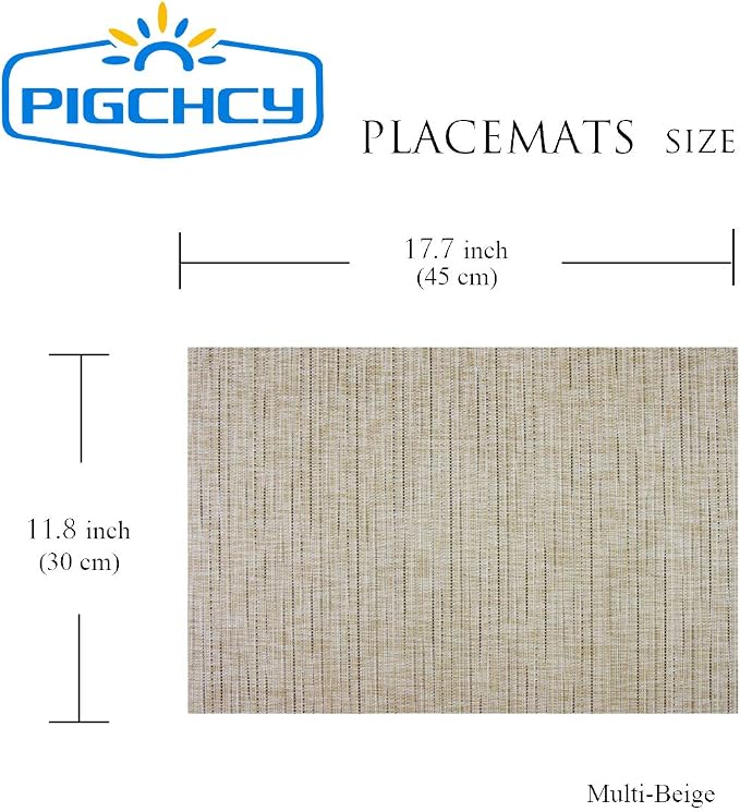 PIGCHCY Deep Beige Placemats Set of 4 Encryption Thickening Weave Heat-Resistant Placemat Washable Easy to Clean Table Mats for Dining Room and Decor (18 x 12 inch)