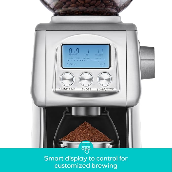 CASABREWS Tornado Electric Conical Burr Coffee Grinder with LCD Display | 77 Precision Grind Settings for French to Espresso, LCD Display, Custom Grind Time, Durable Stainless Steel Design for Home