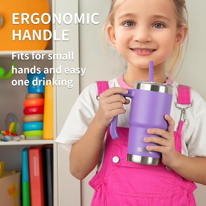 16 oz Tumbler with Handle, Stainless Steel Cups with Lid and Straw,Navy | Reusable Vacuum Insulated Tumbler with Convenient Handle, Complete with Sealed Lid & Straw, Ideal Daily Travel Cup for Women