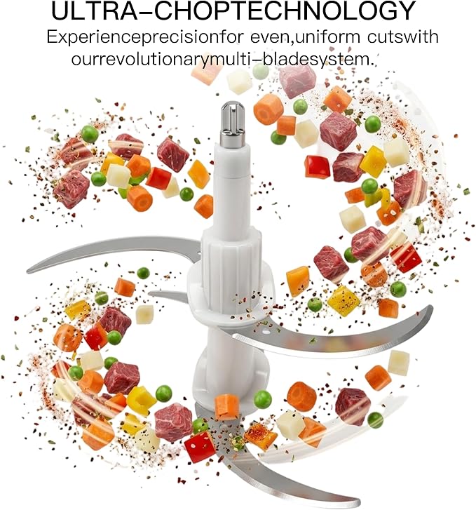 MEGAWISE Electric Food Processor, 1000W Meat Grinder & Vegetable Chopper with 4L Thick Glass Bowl, 4 Blades and Dual-Speed Food Chopper for Meat, Vegetables, Fruits, Nuts, and Baby Food