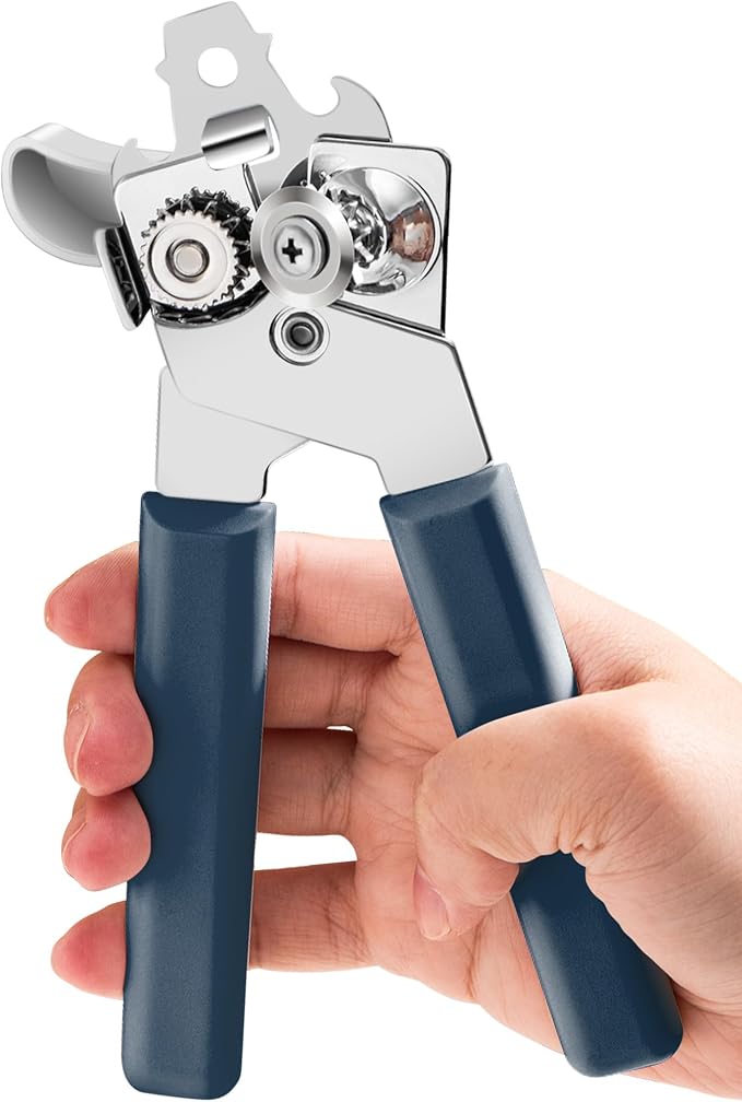 Can Opener Manual, COKORA Can Openers Hand Held with Comfort Anti-Slip Handles, Heavy Duty Stainless Steel Can Opener Smooth Edge and Bottle Openers, Easy Turn Can Openers for Seniors, Kitchen, Blue