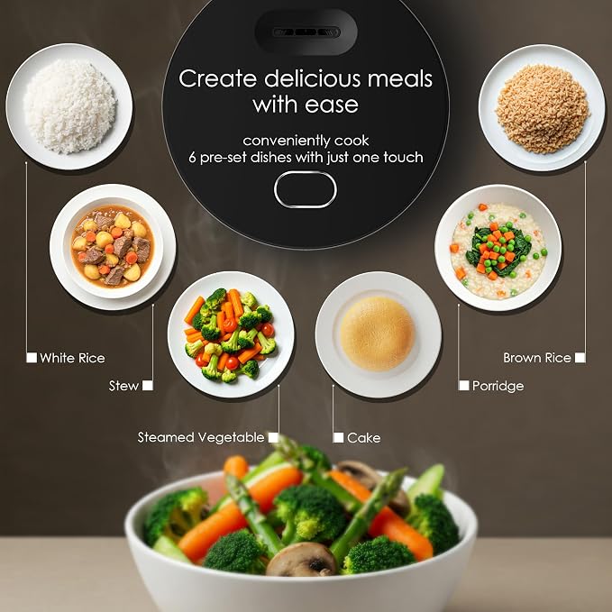 MAGiC COM Rice Cooker 4 Cup Uncooked/ 8 Cup Cooked, Digital Display with Warmer, Small Rice Maker & Multiple Settings, 24H Delay Timer, Automatic Keep Warm, Nonstick Inner Pot, Arrocera Eléctrica
