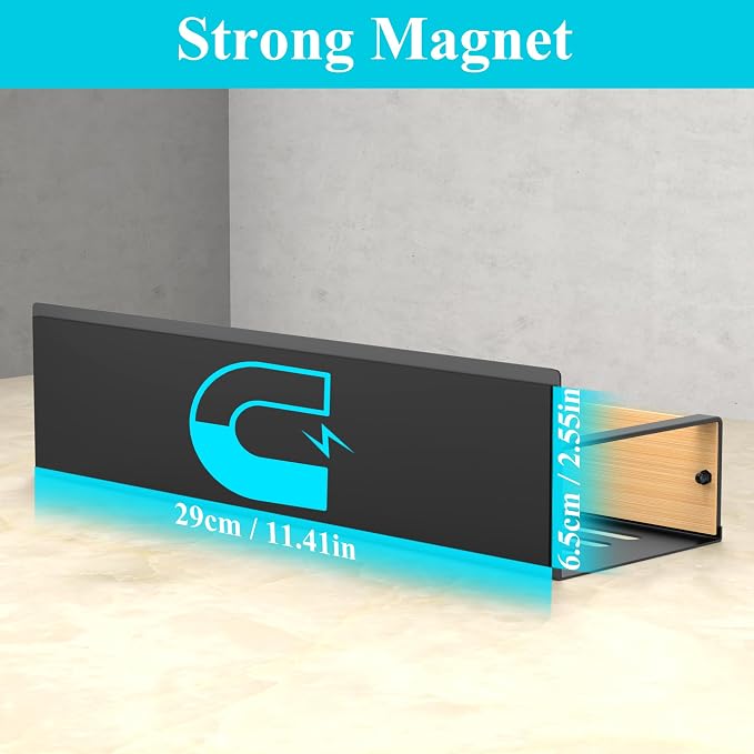Metal Magnetic Spice Rack for Refrigerator Wood, 2 Pack | Magnetic Shelves Heavy Duty for Fridge in Kitchen, Seasoning Storage Organizer, For Oven Washer and Dryer, For Heavier Items