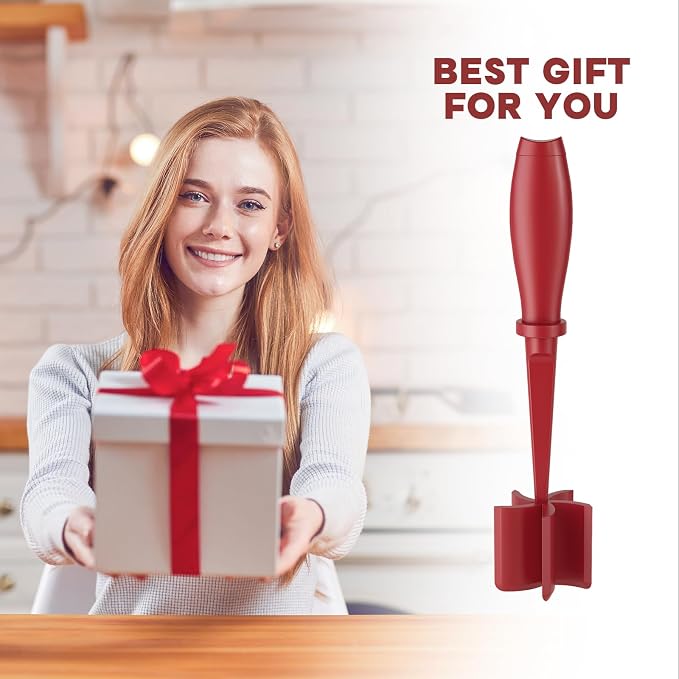 2 Pcs Meat Chopper, Upgrade Hamburger Grinder, Premium Heat Resistant Meat Masher for Ground Beef, Ground Turkey and More, Non Stick Mix Chopper, Hamburger Smasher Safe-Red | Heat Resistant, Food-Grade Nylon, for Ground Turkey/Chicken and More, Non Sti...