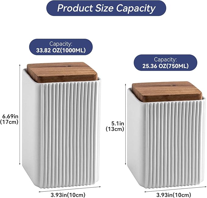 Ceramic Storage Jars Modern Airtight Coffee Canisters With Lid (White,Small size,13cm*10cm)