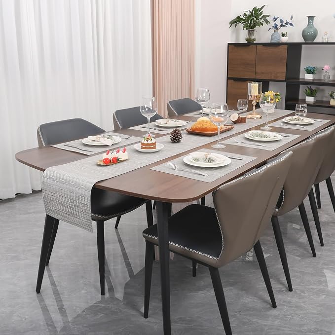 Myir JUN Placemats Set of 6 Kitchen and Dining Table Placemats | Vinyl Placemats Place Mats Indoor/Outdoor Set of 6 Washable Table Mats Non-Slip Place mats for Dining Table, Silver