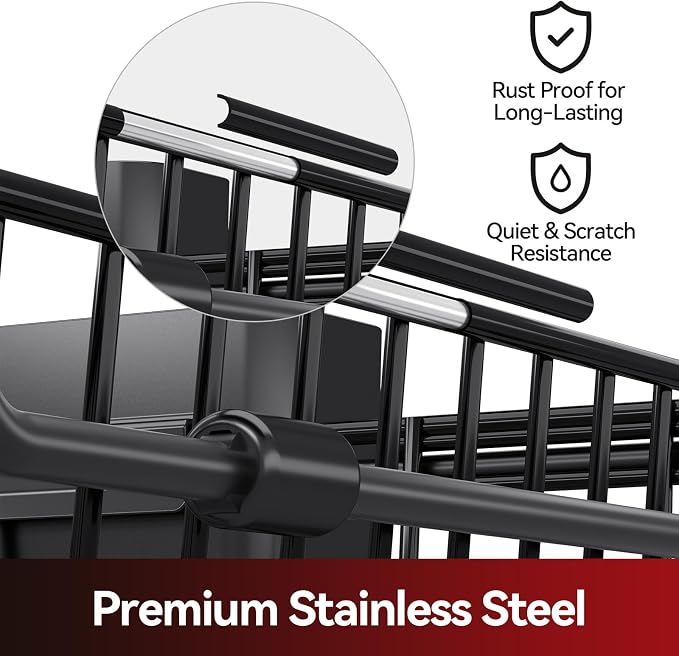 Urackify Expandable in Sink Dish Rack, Full PVC Dip-Coated, Black | Scratch Protection, Reduced Noise, Fast Water Drainage, Fits 14.5"-18"W Sink, Rust Resistant