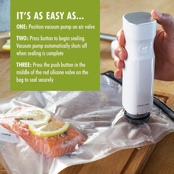 ZWILLING Fresh & Save 10-pc Vacuum Sealer Bags, Sous Vide Bags, Meal Prep - Assorted Sizes | Reusable, Airtight Bags for Sous Vide, Marinating & Meal Prep. Freezer & Microwave safe.
