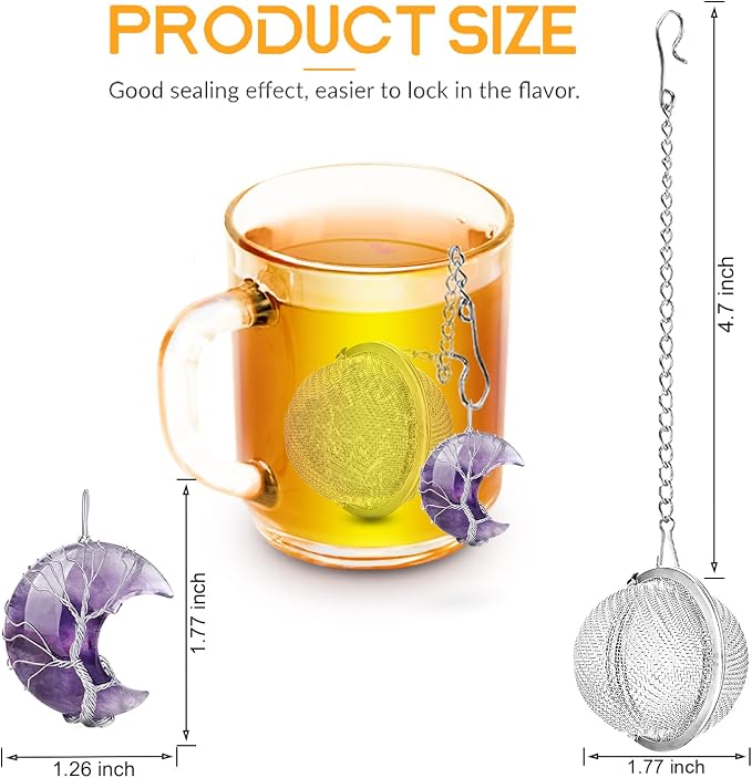 Tea Infuser Tea Strainer Tea Diffuser for Loose Tea Amethyst Tree of Life Wire Wrapped Crescent Moon Pendant Reiki Healing Crystal Stone Tea Ball Tea Filter Gifts for Women