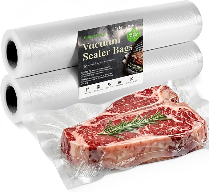 Vacuum Sealer Bags For Food, 2 Rolls 11"x16' | Commercial Grade, BPA Free, Customized Size, Sous Vide Cooking, Puncture Prevention