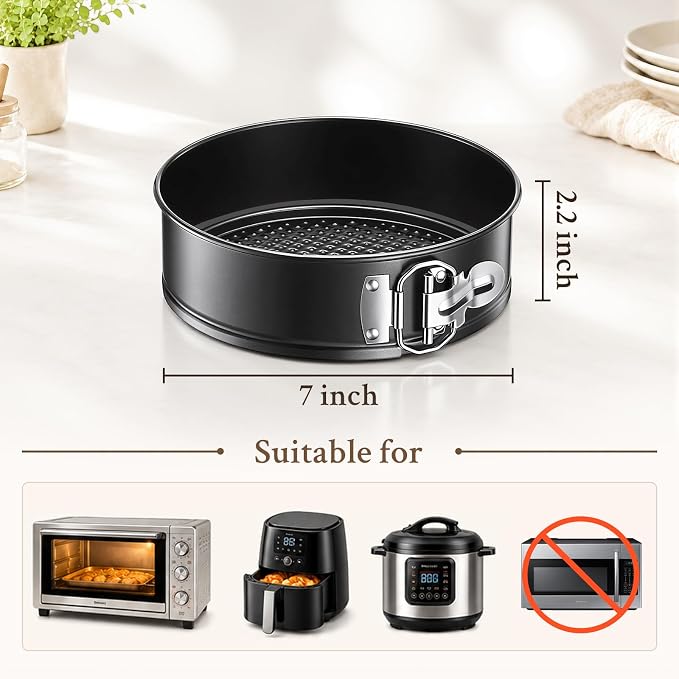 7 Inch Nonstick Springform Cheesecake Pan with Removable Bottom | Round Cheese Cake Pans for Baking, Spring Form Pan for Cheesecake, Easy Release Baking Mold, Carbon Steel