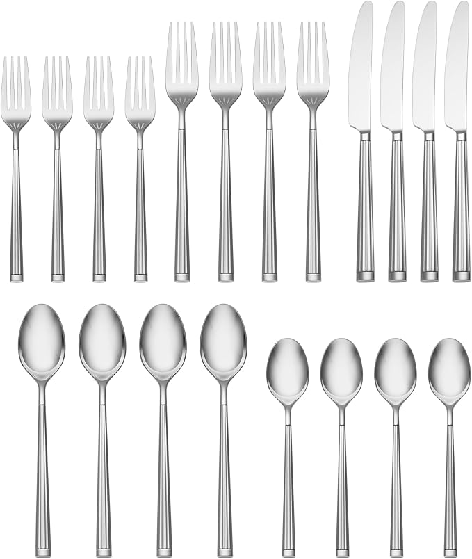 Oneida Robyn 20-Piece 18/0 Silverware Set for 4, Flatware | mirror finish, dishwasher safe | includes knives, forks, and spoons | heavy duty, cutlery set for kitchen and dining