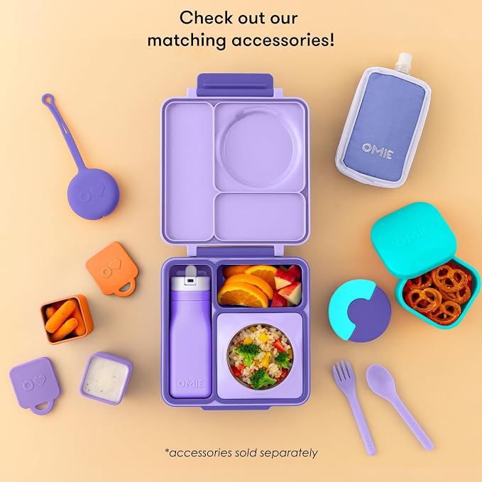 Omie OmieBox Kids Insulated Leakproof Bento Lunch Box with Food Jar (Purple Plum)