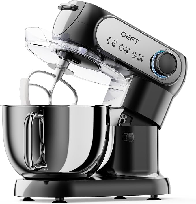 Stand Mixer, 3.5QT&6QT Bowls Mixers Kitchen Electric Stand Mixer Black | 600W Tilt-Head Kitchen Mixer with Stainless Steel Bowl, Dishwasher-Safe Dough Hook, Flat Beater, Wire Whisk, Splash Guard