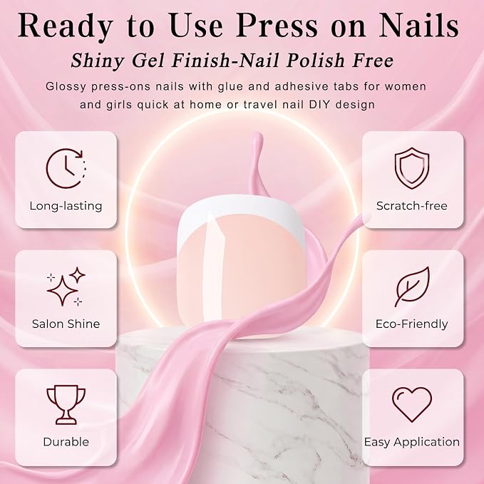 240pc White French Tip Press on Toenails Women Nude Fake Toenails | Fake Toe Nails Press ons Nail Square Glue on Toe Nails Acrylic Press on Toes Nails Tip Stick False Artificial Toenail