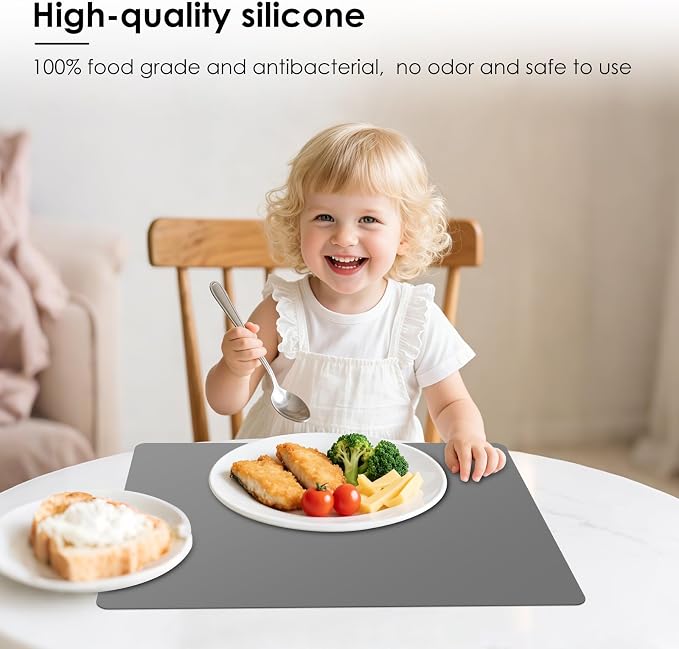 Silicone Heat Resistant Mats for Countertop, 27.5x19.6 In, Grey | BPA Free, Heat Resistant -40°F To 482°F, Versatile Mat for Dough Rolling, Kneading, Crafts, and Worktop Protection, Cuttable