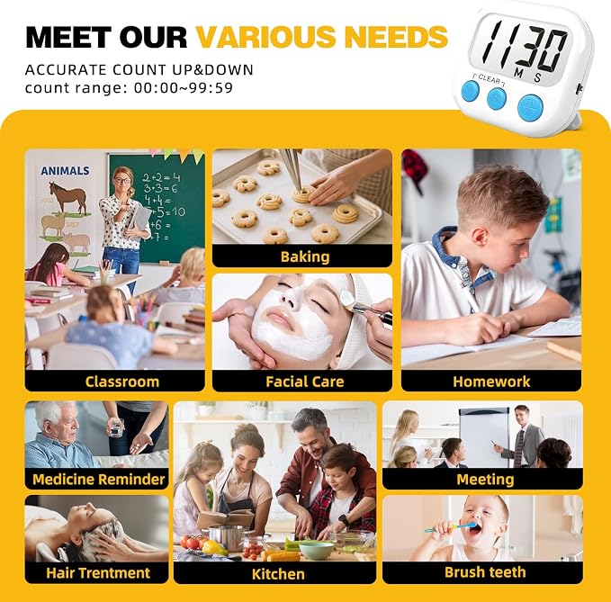 Classroom Timers for Teachers Kids Large Magnetic Digital Timer Teacher Supplies 24 Pack-Blue White
