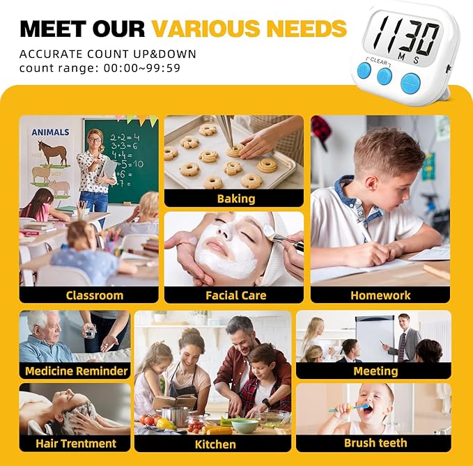 Classroom Timers for Teachers Kids Large Magnetic Digital Timer Teacher Supplies 4 Pack-Blue White