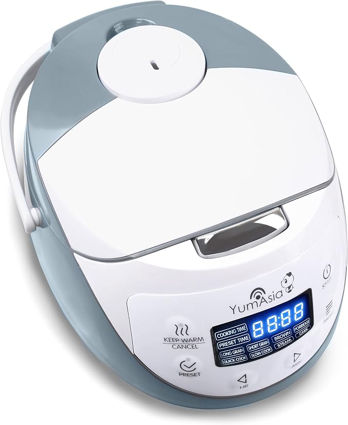 Yum Asia Panda Mini Rice Cooker With Ninja Ceramic Bowl and Advanced Fuzzy Logic (3.5 cup, 0.63 litre) 4 Rice Cooking Functions, 4 Multicooker functions, Digital LED display - 120V
